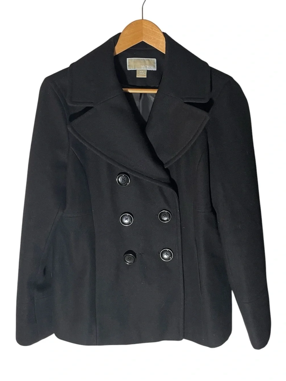 C4- Classic Black Double-Breasted Peacoat Jacket - Women MK Michael Kors Medium